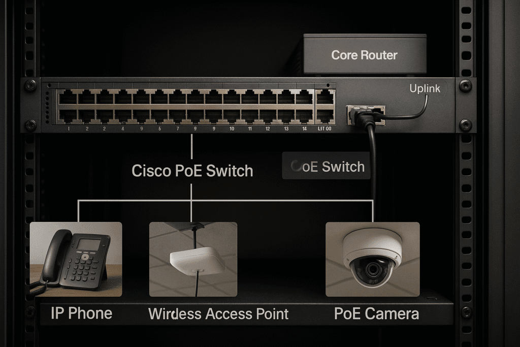 An Ethernet switch providing power to end clients