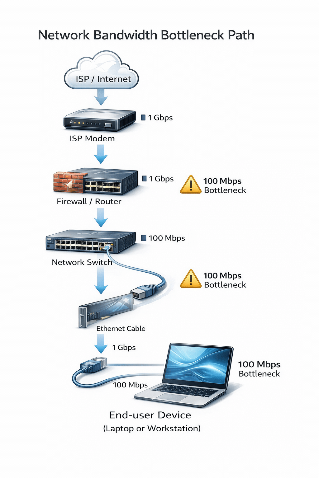 router throughput vs internet speed bottleneck illustration