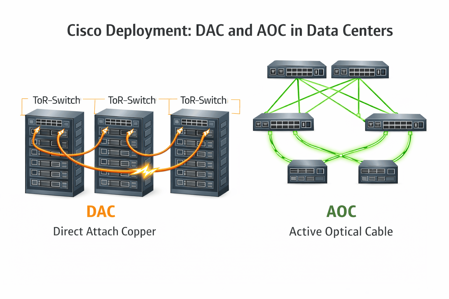 Cisco DAC vs AOC Cable: Distance, Power & Data Center Guide