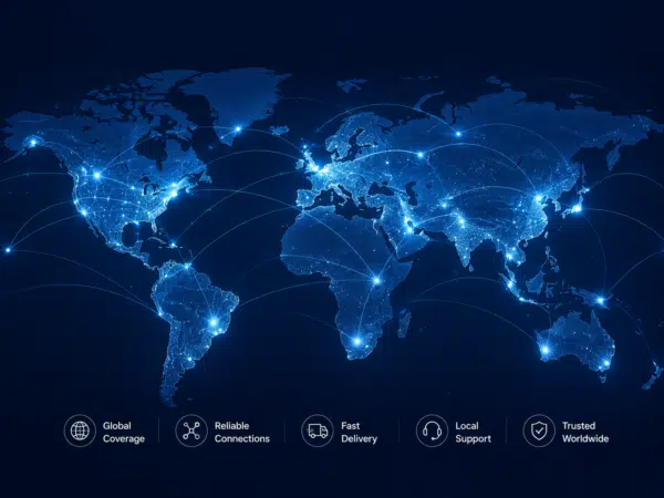 Illustrated global network coverage map