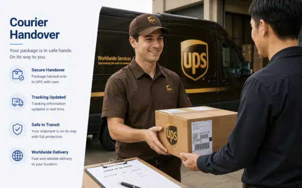 Courier handover and tracked delivery of brand-new goods